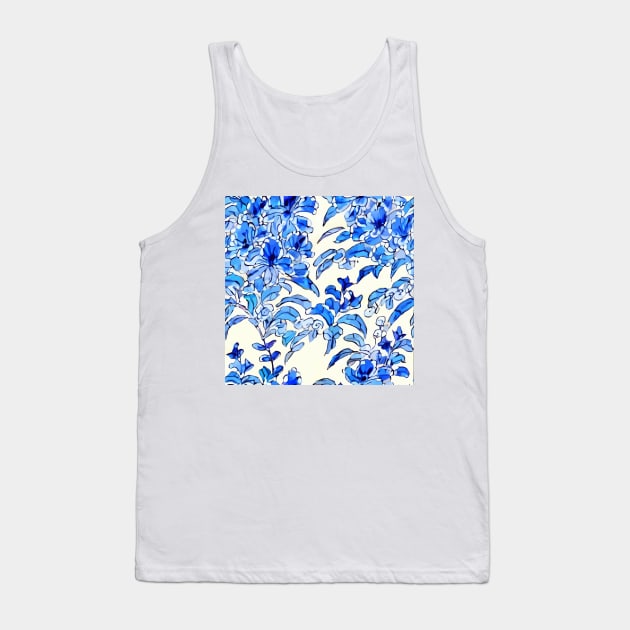 Blue and white chinoiserie flowers Tank Top by SophieClimaArt